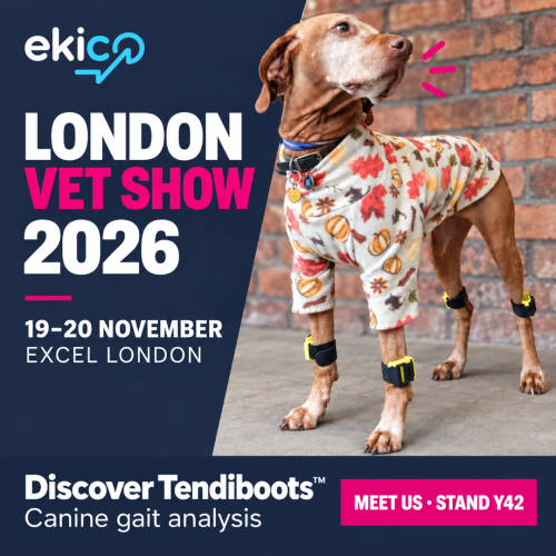 Discover Tendiboots canine gait analysis at London Vet Show 2026, 19–20 November, stand Y42.